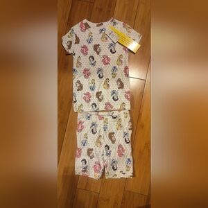 GAP White Girls Pajama Set with Multicolor Disney Princess Print